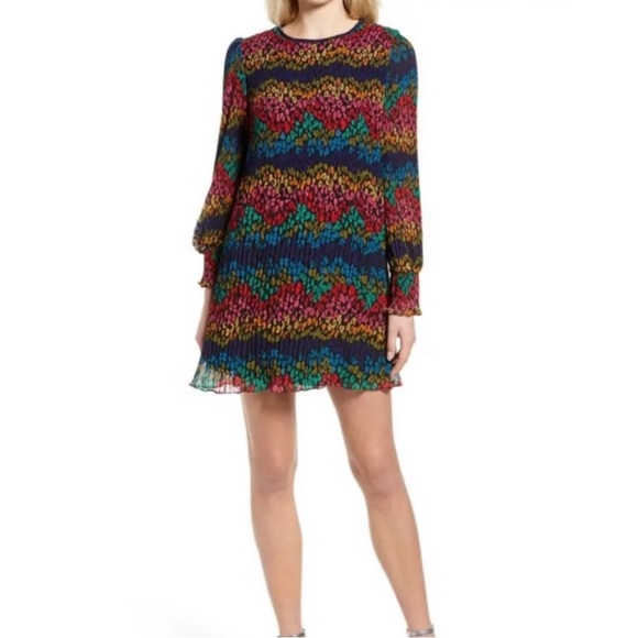 Never Fully Dressed Multicolor Leopard Print Long Sleeve Plisse Dress size 4 - Picture 5 of 6